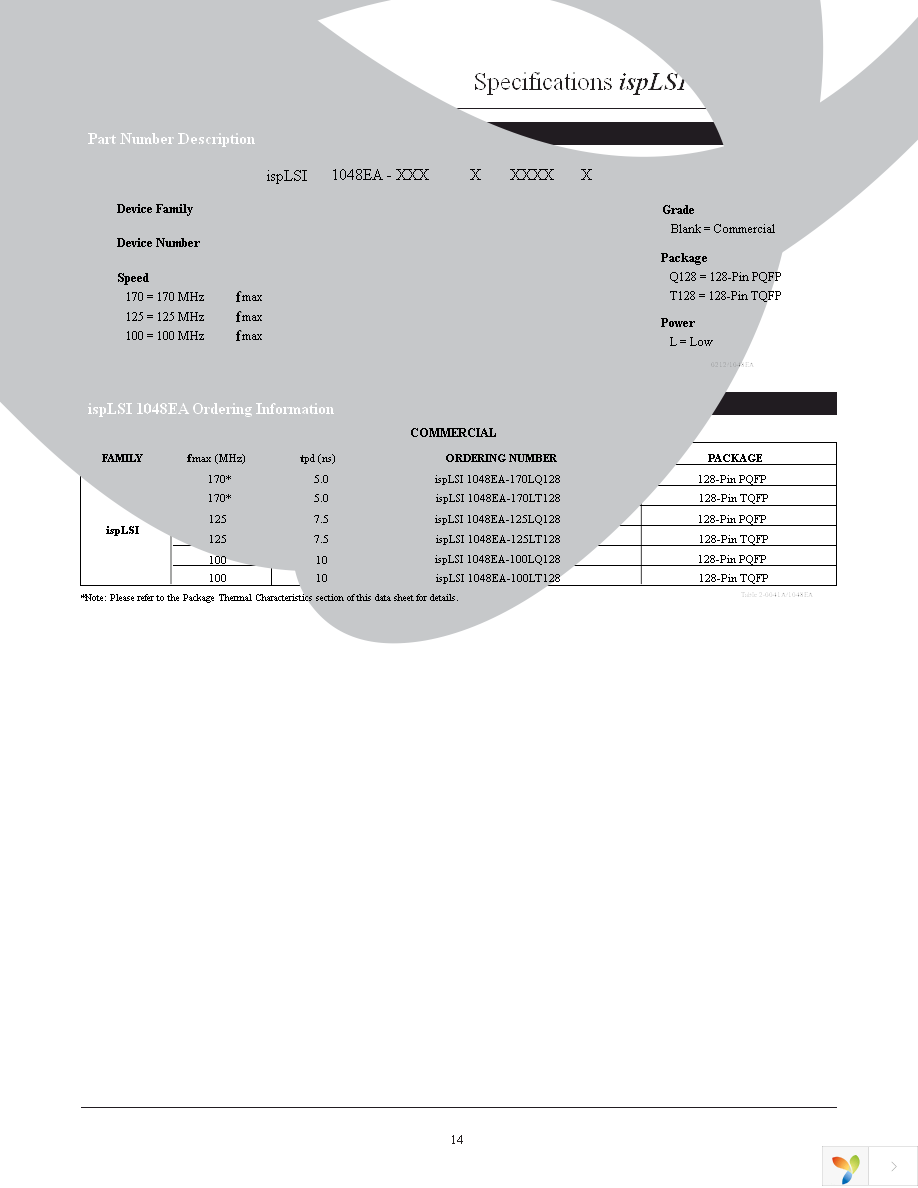 ISPLSI 1048EA-100LQ128 Page 14